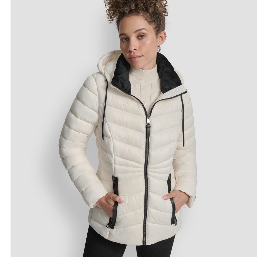 DKNY Women's Stand Collar Zipper-Front Coat size S